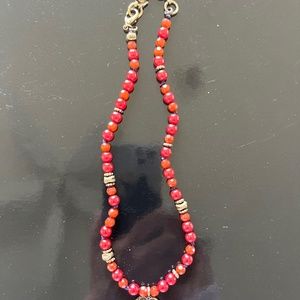 beautiful vintage red beaded necklace- slightly longer than neckline